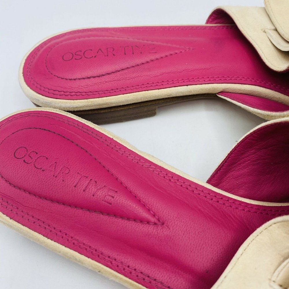 Oscar Tiye Pale Pink Suede Flats Slides 37.5 7.5 - Picture 4 of 7
